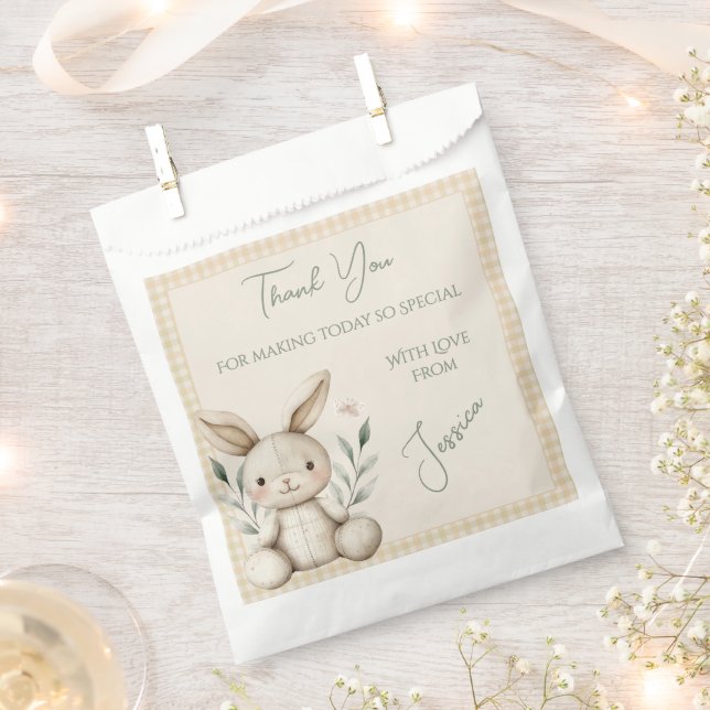 Boho Bunny Neutral Baby Shower Favour Favor Bag (Clipped)