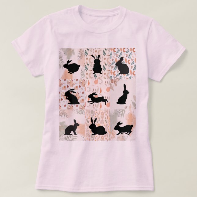 Boho Bunny Rabbit Shirt, Matching Shirts, Floral  T-Shirt (Design Front)