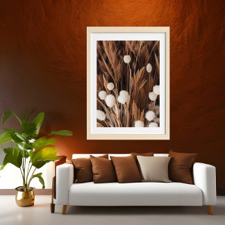 Boho Bunny Tails Pampas grass dried Brown stems Poster