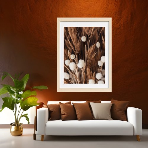 Boho Bunny Tails Pampas grass dried Brown stems Poster