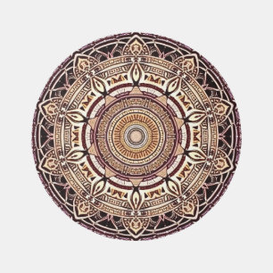 Boho Burgundy 5' Round' Outdoor/Indoor Area Rug