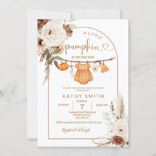 Boho Burgundy A little pumpkin is on the way  Invitation