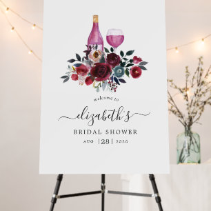 Boho Burgundy and Navy Bridal Shower Wine Tasting Foam Board