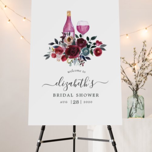 Boho Burgundy and Navy Bridal Shower Wine Tasting Foam Board