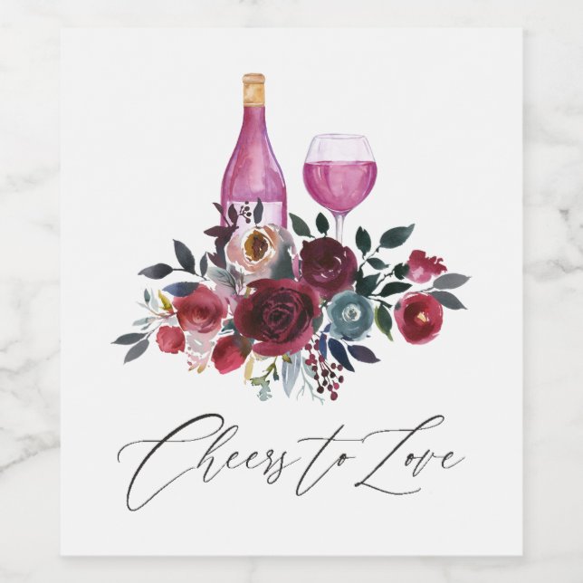 Boho Burgundy and Navy Wine Tasting Label (Single Label)