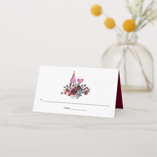 Boho Burgundy and Navy Wine Tasting Place Card