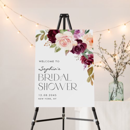 Boho Burgundy and Peach Flowers Fall Bridal Shower Foam Board