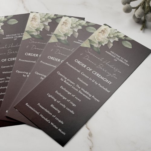 Boho Burgundy and Vintage Roses Wedding   Program