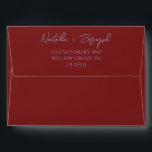 Boho Burgundy Blue Hand Written Whimsical Wedding Envelope<br><div class="desc">A retro modern hand written marina blue and deep red wedding envelope. Which features bold whimsical  bride and groom's names in blue and burgundy background color. And  personalized return address . Which suits the whole wedding suite.</div>