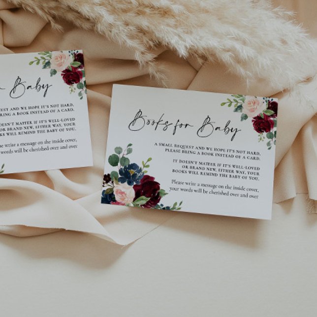 Boho Burgundy Blush Books for Baby Card (Creator Uploaded)