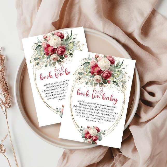 Boho Burgundy Blush Greenery Floral Book Request Enclosure Card (Boho Burgundy Blush Greenery Floral Book Request)