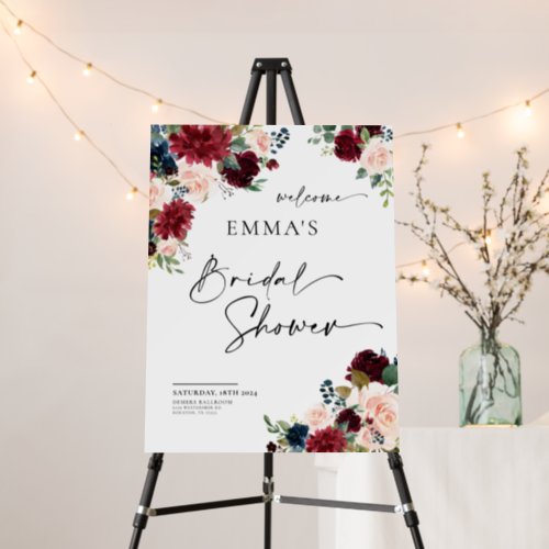 Boho Burgundy Bridal Shower Welcome Sign