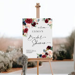 Boho Burgundy Bridal Shower Welcome Sign<br><div class="desc">Boho Burgundy Bridal Shower Welcome sign. This sign is characterized by burgundy and blushes flowers with two modern high-class fonts that shape the trends of the present and future festive events.</div>