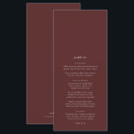 Boho Burgundy Elegant Minimalist Wedding Menu<br><div class="desc">Design features an handwritten font and modern minimalist design. To change details, click «Personalize». To move the text or change the size, front, or color, click «Click to customize further» It. You can attach a table number card or a guest card in the free upper part of the menu. Designed...</div>