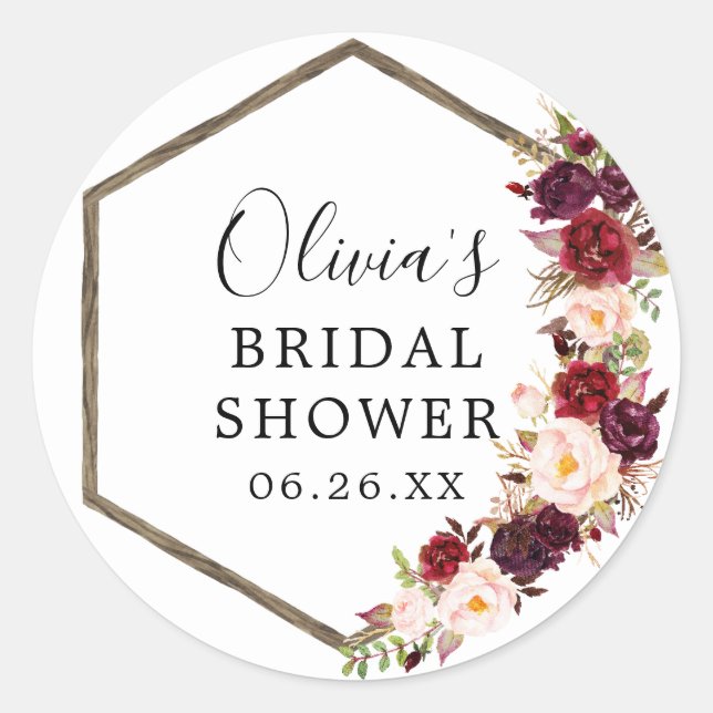 Boho Burgundy Envelope Favor Stickers (Front)