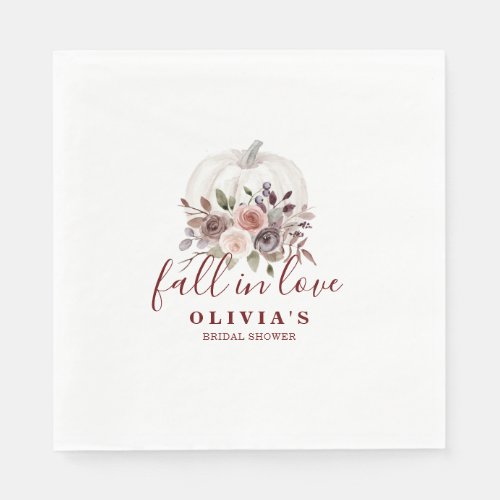 Boho Burgundy fall floral Pumpkin Bridal Shower Napkins