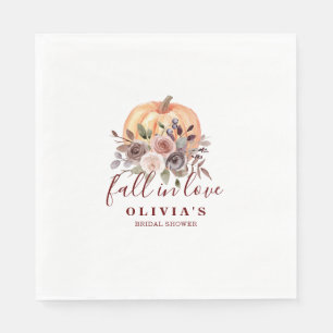 Boho Burgundy fall floral Pumpkin Bridal Shower Napkins