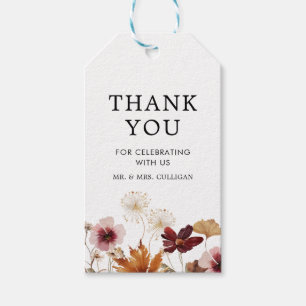 Boho Burgundy Fall Floral Wedding Gift Tag