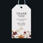 Boho Burgundy Fall Floral Wedding Gift Tag<br><div class="desc">Burgundy Boho Fall Floral Wedding Gift Tag. Matching items in our store Cava party design</div>