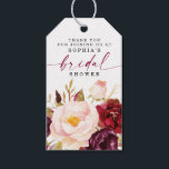 Boho Burgundy Floral Bridal Shower Favor Gift Tags<br><div class="desc">This elegant bohemian design features a beautiful watercolor bouquet of blush and burgundy flowers and lush greenery. Click the Personalize and "Click to customize further" button to edit the script wording's color. See the entire collection for more matching items!</div>