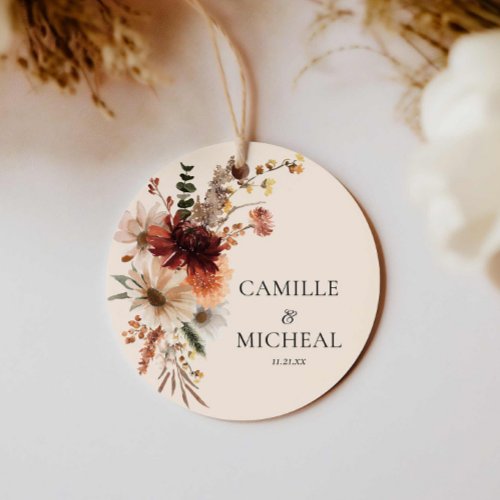 Boho Burgundy Floral Wedding Favor Tags