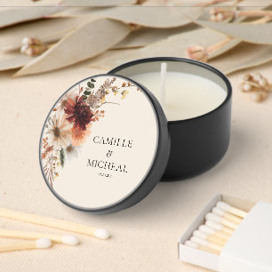 Boho Burgundy Floral Wedding Mini Candle Favors