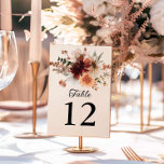 Boho Burgundy Floral Wedding Table Number<br><div class="desc">Enhance your boho fall wedding with these charming wildflower table number signs. Perfect for the nature-loving bride, these signs feature warm autumn hues and delicate wildflowers, adding a touch of rustic elegance to your decor. Personalize them to match your theme and guide guests to their seats in style. Complete your...</div>