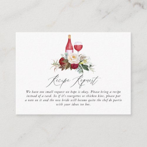 Boho Burgundy Floral Wine Tasting Bridal Shower Enclosure Card