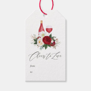 Boho Burgundy Floral Wine Tasting Bridal Shower Gift Tags