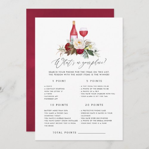 Boho Burgundy Floral Wine Tasting Bridal Shower Invitation