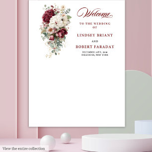 Boho burgundy gold roses wedding photo prop banner tapestry