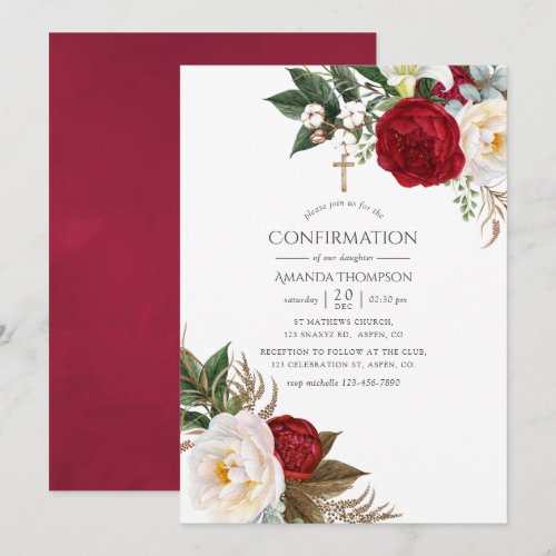 Boho Burgundy - Marsala Floral Confirmation