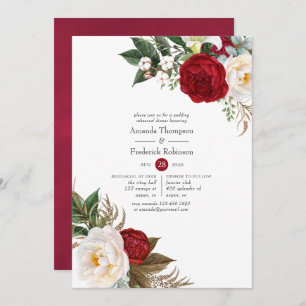 Boho Burgundy - Marsala Floral Rehearsal Dinner Invitation