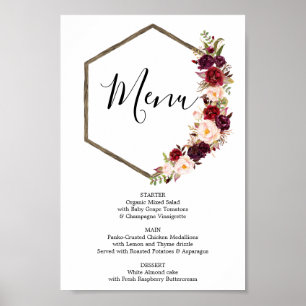Boho Burgundy Menu or Bar Menu Sign