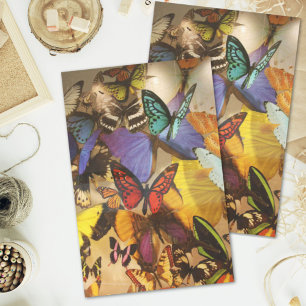 boho burgundy orange colorful tropical butterfly tissue paper