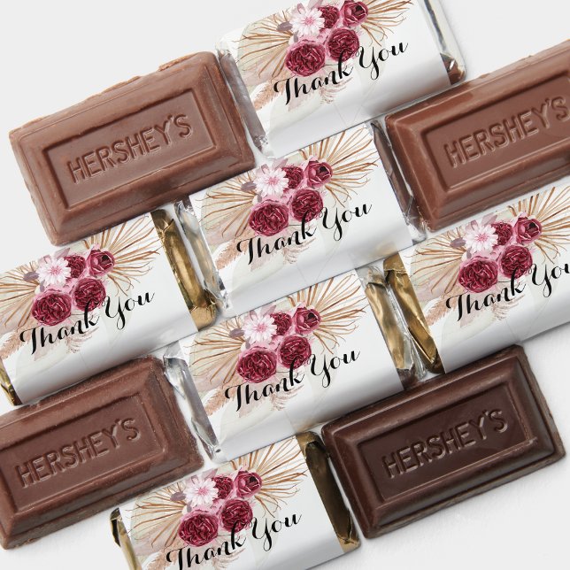 Boho Burgundy Pampas Grass Candy wrapper label Hershey's Miniatures (Creator Uploaded)