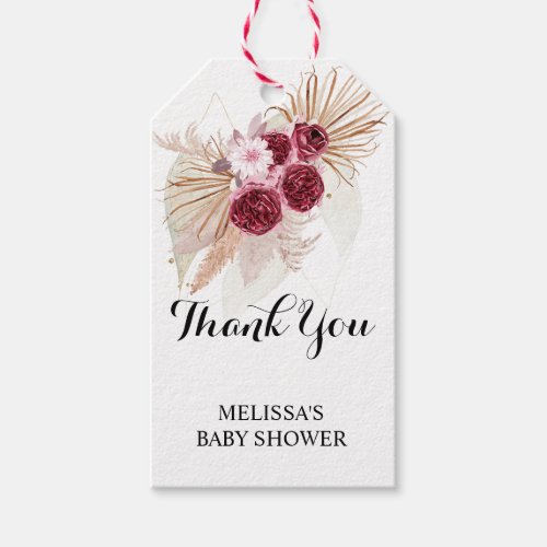 Boho Burgundy Pampas Grass Thank You favor Gift Tags