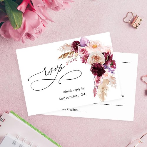 Boho Burgundy  Pink Floral  Fruit w Meal RSVP