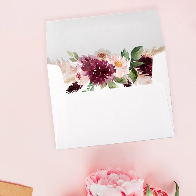 Boho Burgundy & Pink Pampas Grass Floral Envelope (Creator Uploaded)