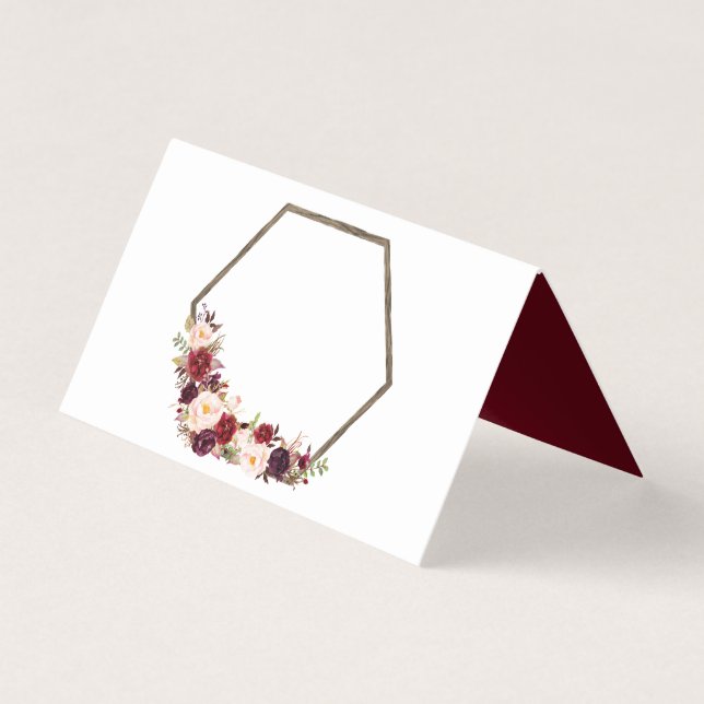 Boho Burgundy Place Cards (Front)