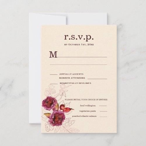 Boho Burgundy Rose RSVP