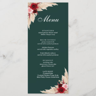 Boho Burgundy Roses and Pampas Grass Menu