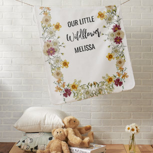Boho Burgundy rustic wildflower Baby Blanket