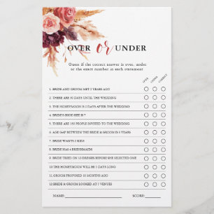 Boho Burgundy Terracotta Floral Bridal Shower Game