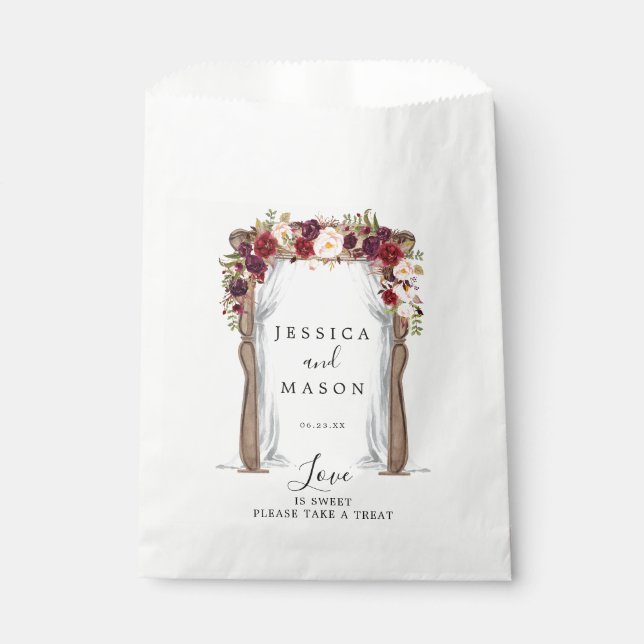 Boho Burgundy Wedding Arch Favor Bags (Front)