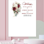 Boho Burgundy White Elegant Floral Wedding Prop Tapestry
