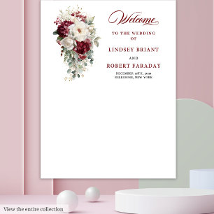 Boho Burgundy White Rustic Floral Wedding Backdrop