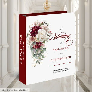 Boho Burgundy White Rustic Wedding Memory Binder