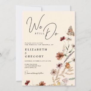 Boho Burgundy Wildflower We Still Do Vow Renewal Invitation
