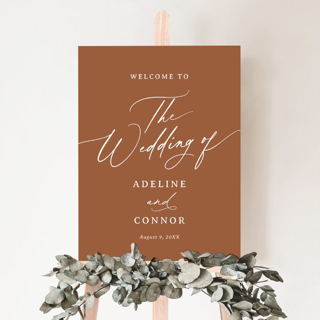 Boho Burnt Orange Calligraphy Wedding Welcome Sign (Creator Uploaded)